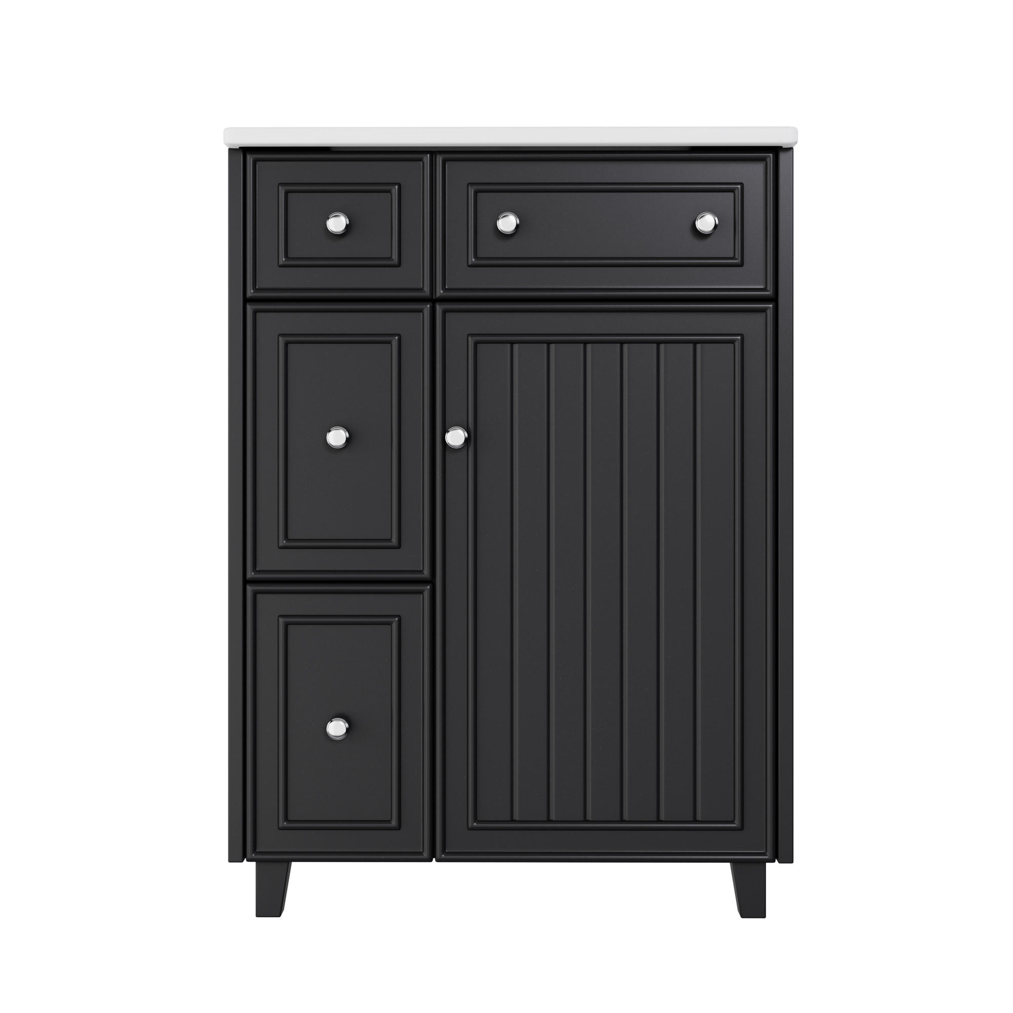 WASCHTISCHKOMBI 61/47/87 cm Schwarz mit 3 Schubladen, ohne Wasserhahn - Edelstahlfarben/Schwarz, Holz/Holzwerkstoff (47/87/61cm) - Oxeza