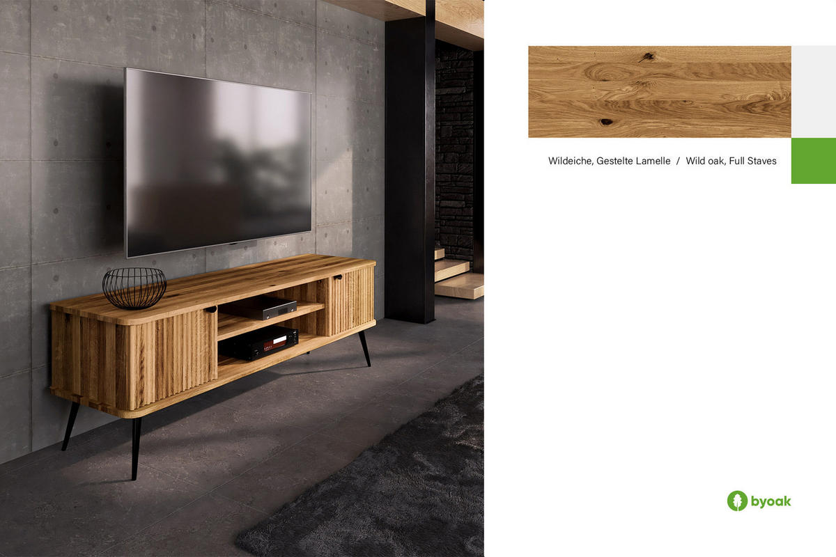 LOWBOARD LINA Wildeiche - Wildeiche, Holz (180/57/46cm) - byoak