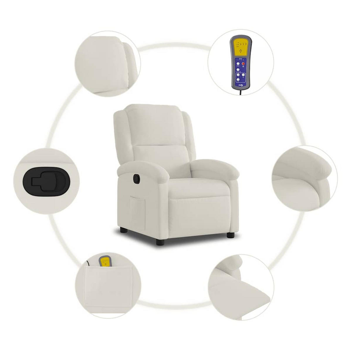 MASSAGESESSEL Creme Samt - Creme, Textil (144.5/82/71cm) - vidaXL