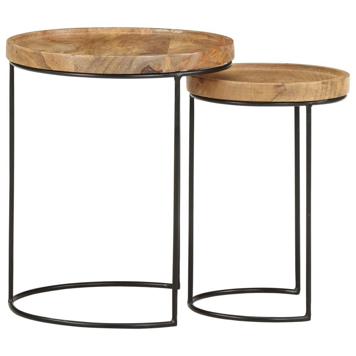 2-TLG. Couchtisch-Set Massivholz Mango und Stahl - Braun, Holz (36/1/42cm) - furnicato