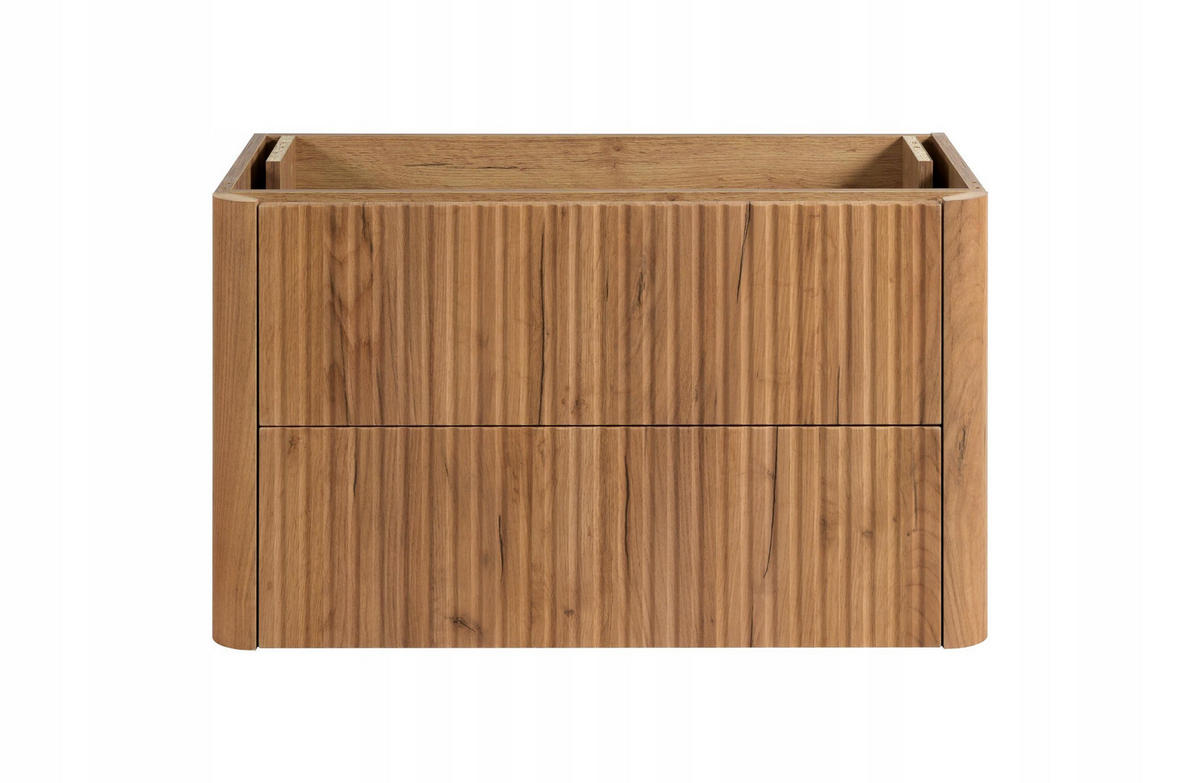 WASCHBECKENUNTERSCHRANK LINEA hängend geriffelt Eiche dunkelbraun 80/48/44 cm - Braun, Holzwerkstoff (80/48.4/43.7cm) - Rodan