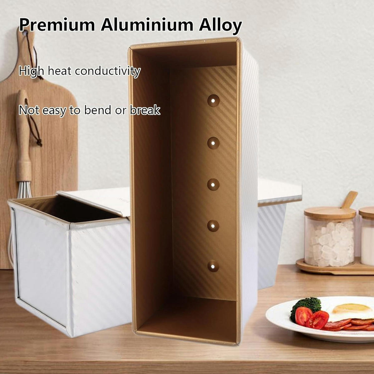 BROTBACKFORM mit Deckel 34 x 13,5 x 12 cm - Goldfarben, Metall (34/12/13.5cm)