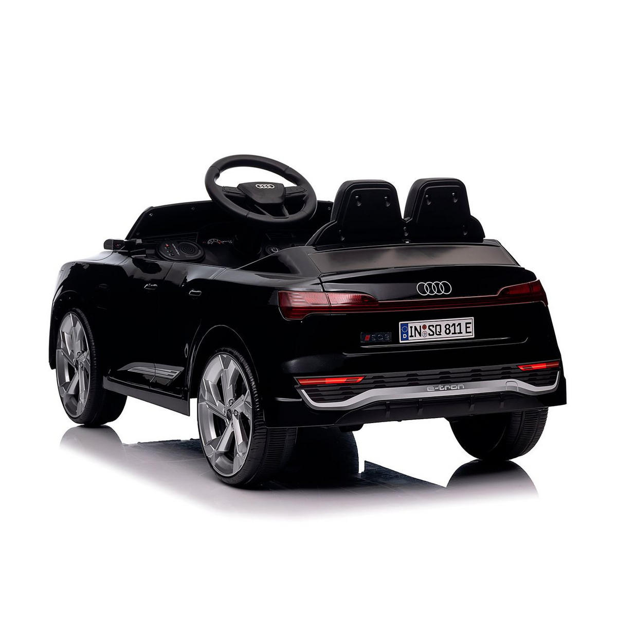 ELEKTROAUTO SUV Audi SQ8 schwarz Fernbedienung Doppelmotorantrieb Gurt - Schwarz, Kunststoff (98/58/43cm) - Chipolino