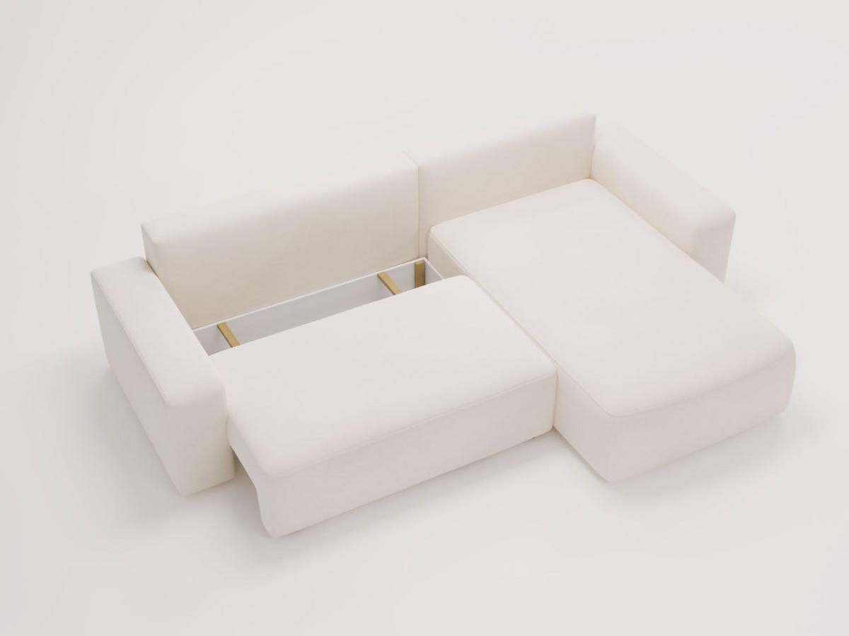 ECKSOFA Tazones Creme Rechts - Creme, Holz/Kunststoff (250/165cm) - Graingold