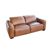 SOFA FINN Braun Leder - Dunkelbraun/Schwarz, Leder/Kunststoff (210/80/107cm) - KAWOLA