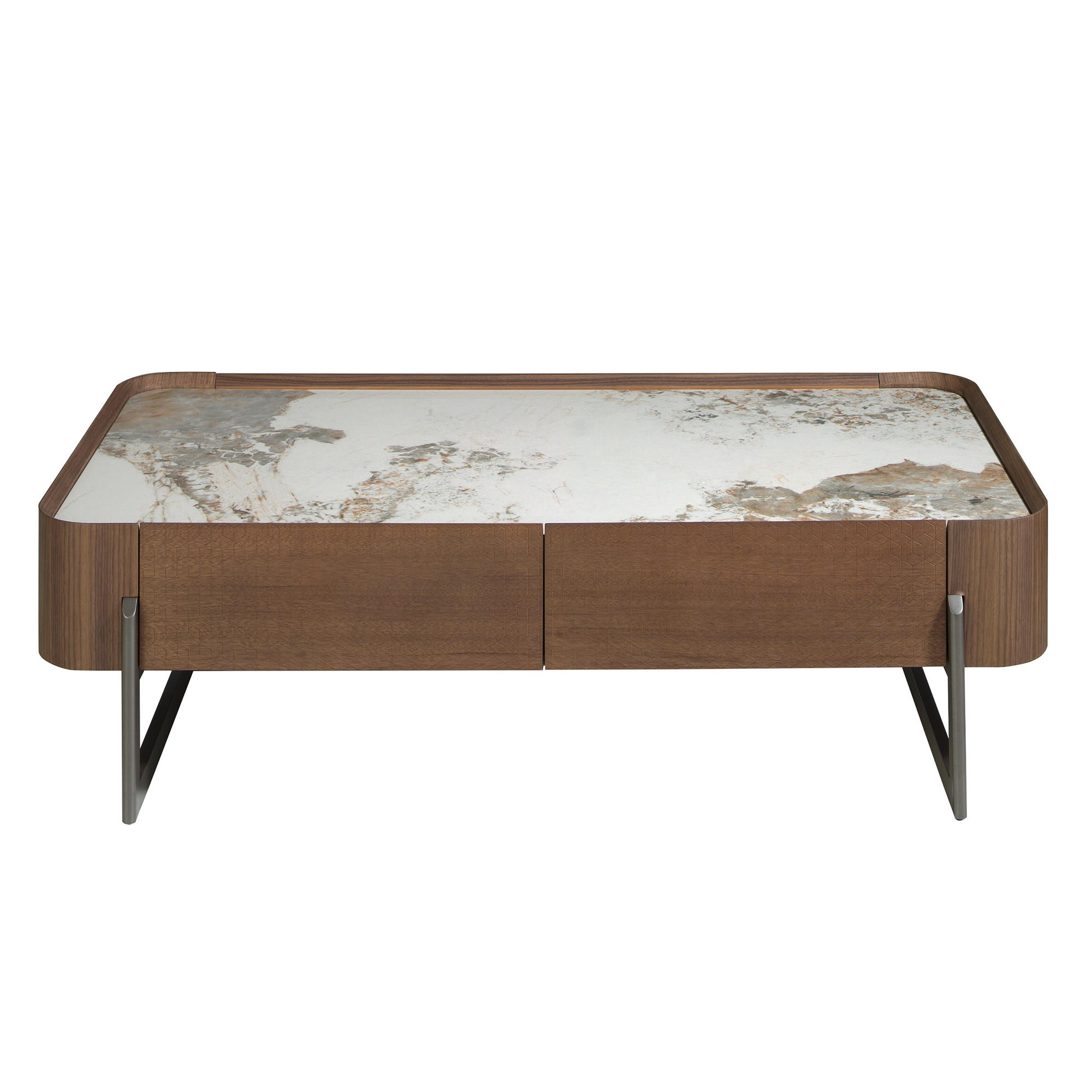 COUCHTISCH Weiß Dunkler Stahl Walnuss 140/75/40 cm - Walnussfarben/Weiß, Holz (75/140/40cm) - ANGEL CERDA