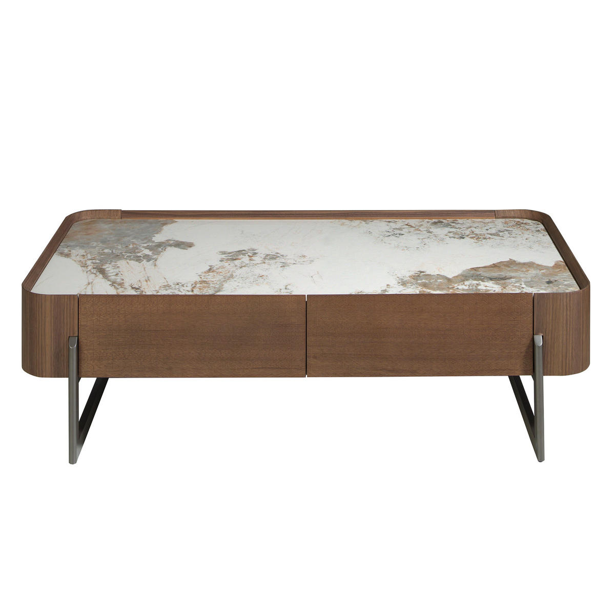 COUCHTISCH Weiß Dunkler Stahl Walnuss 140/75/40 cm - Walnussfarben/Weiß, Holz (75/140/40cm) - ANGEL CERDA