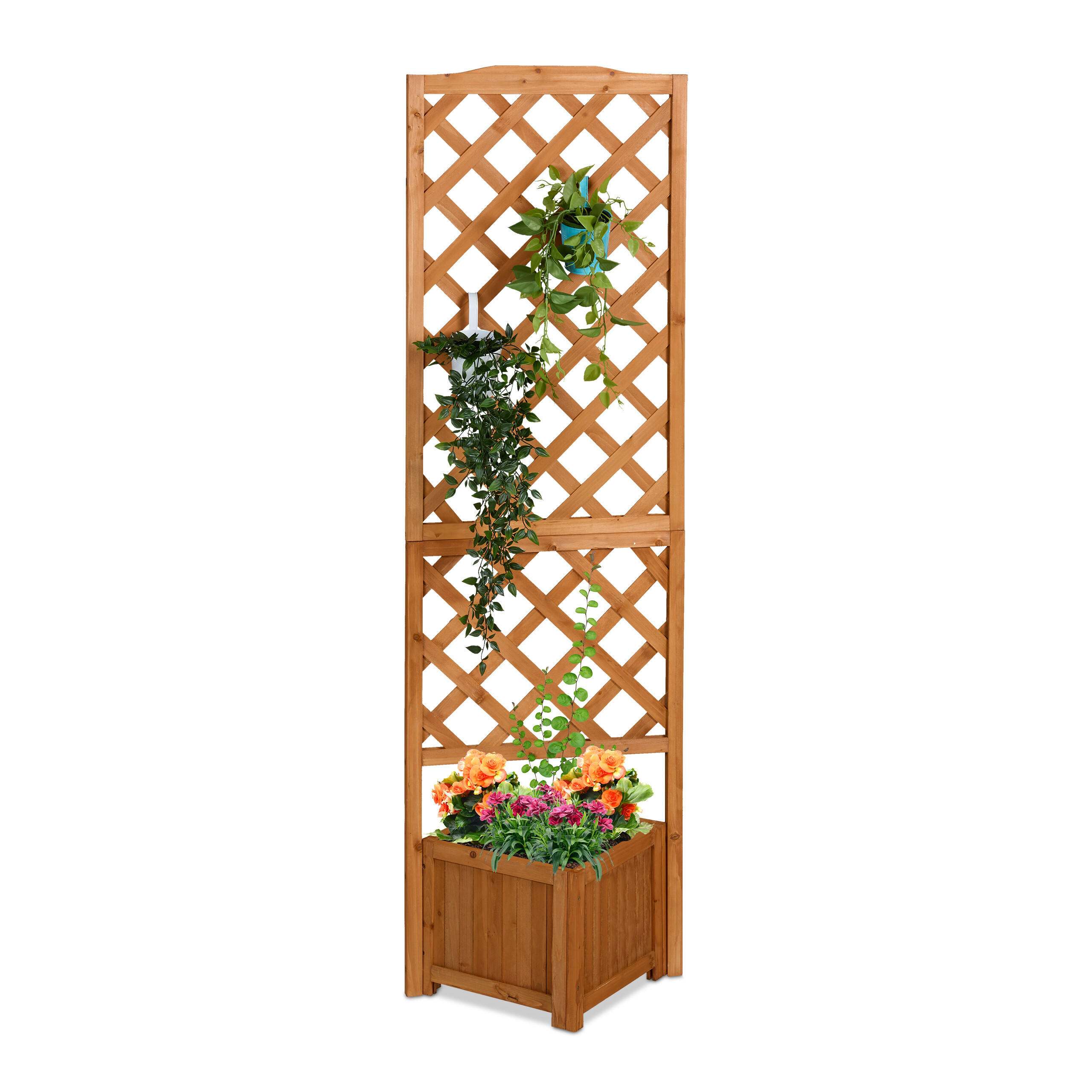 KVĚTINOVÝ box - světle hnědá, dřevo/textil (55/180/51cm) - Relaxdays