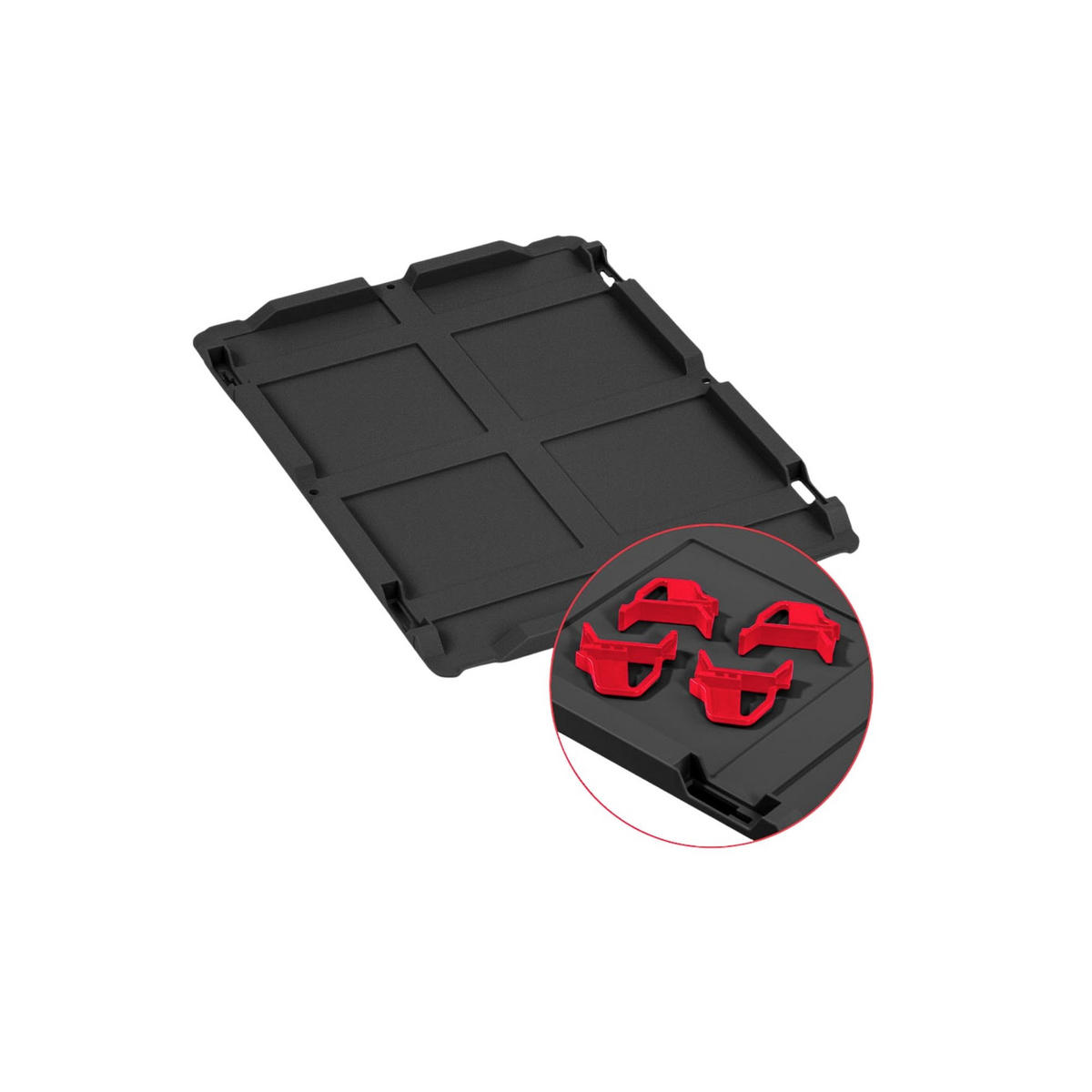 EUROBOX 4x NextGen Color mit Auflagedeckel 32x30x40 cm 30 Liter Schwarz Griffe rot zu - Rot/Schwarz, Kunststoff (30/32/40cm) - PROREGAL