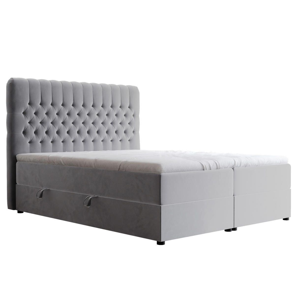 BOXBETT 140x200 cm mit Topper - Hellgrau, Holzwerkstoff/Textil (140/200cm) - Idohome