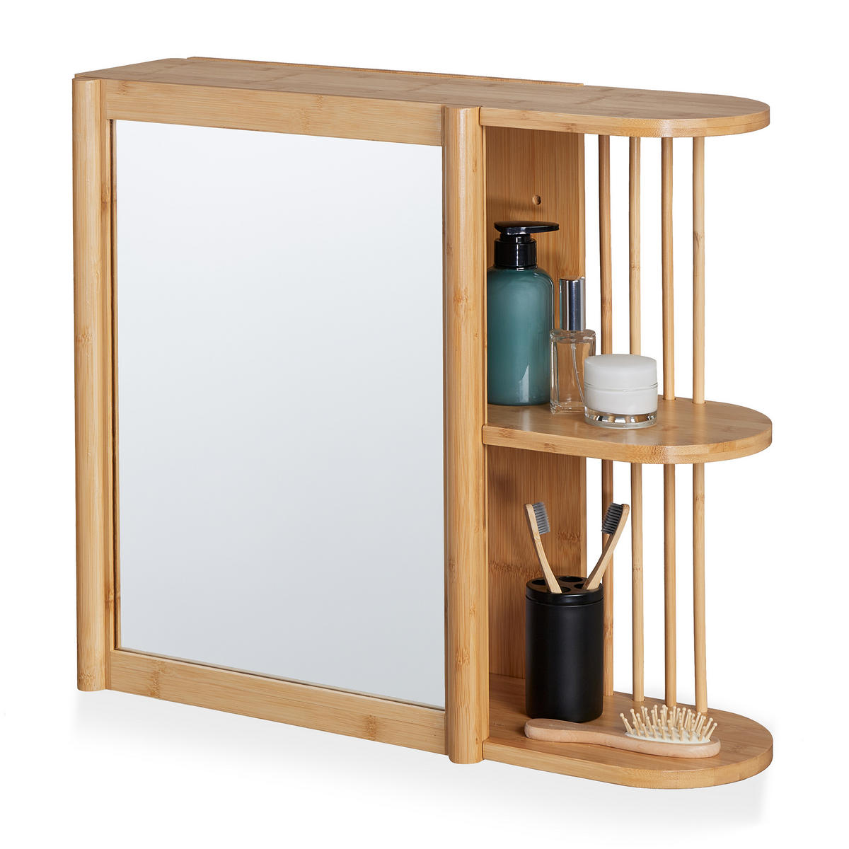 SPIEGELSCHRANK - Hellbraun, Glas/Holz (62/53/20cm) - Relaxdays