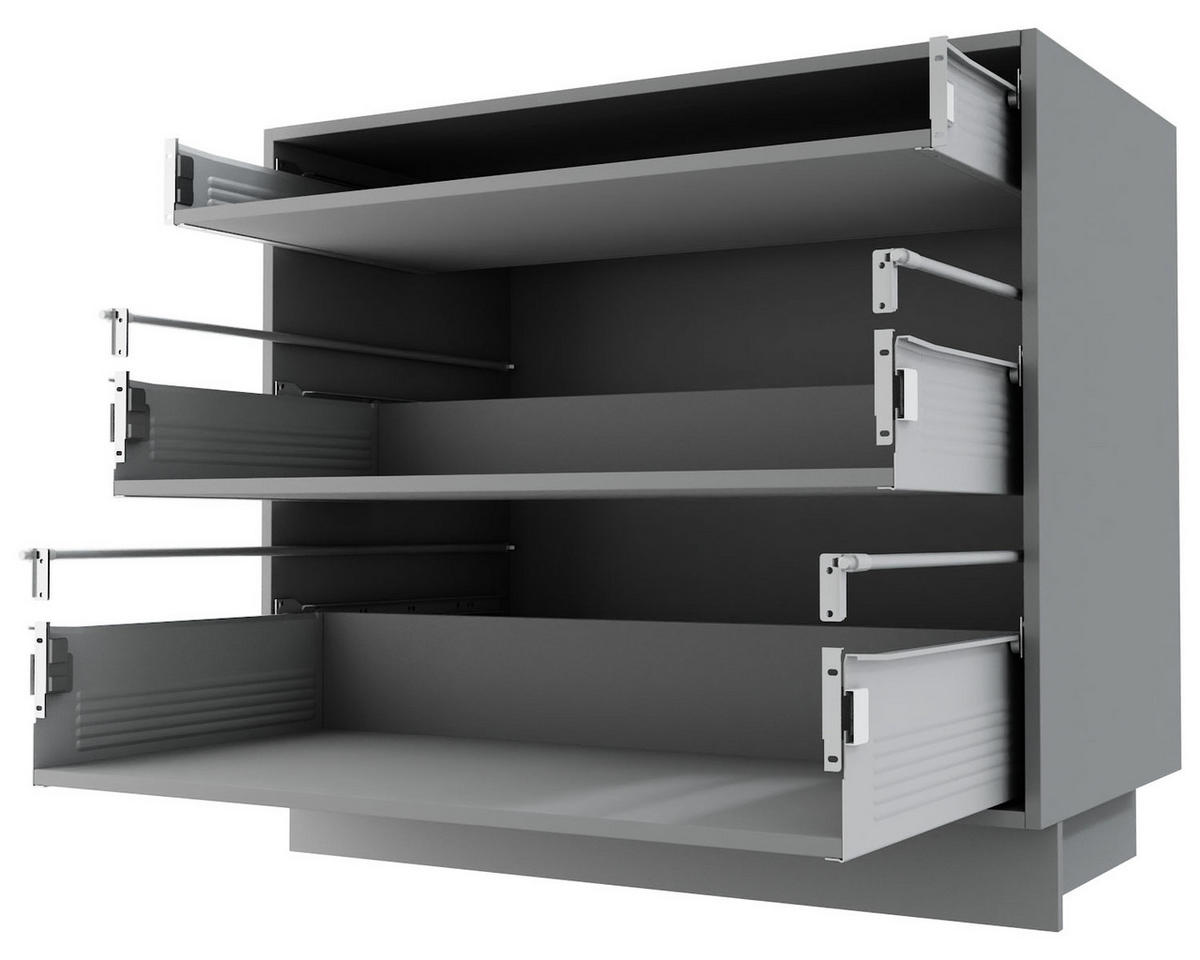 SCHUBLADENUNTERSCHRANK Bari D3/80 Grau / RAL 5024 pastellblau 80 / 50 / 82cm Blum Teilauszug - Blau/Grau, Holz/Holzwerkstoff (80/82/50cm) - Feldmann-Wohnen