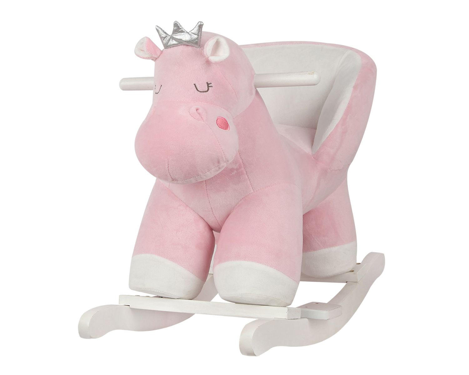 SCHAUKELTIER Hippo rosa Plüsch, Sicherheitsgurt, Rückenlehne, Holzsockel, ab 12 Monate - Rosa, Textil (33/55/68cm) - Kikka boo