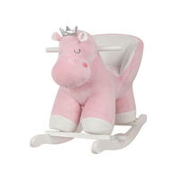 SCHAUKELTIER Hippo rosa Plüsch, Sicherheitsgurt, Rückenlehne, Holzsockel, ab 12 Monate - Rosa, Textil (33/55/68cm) - Kikka boo