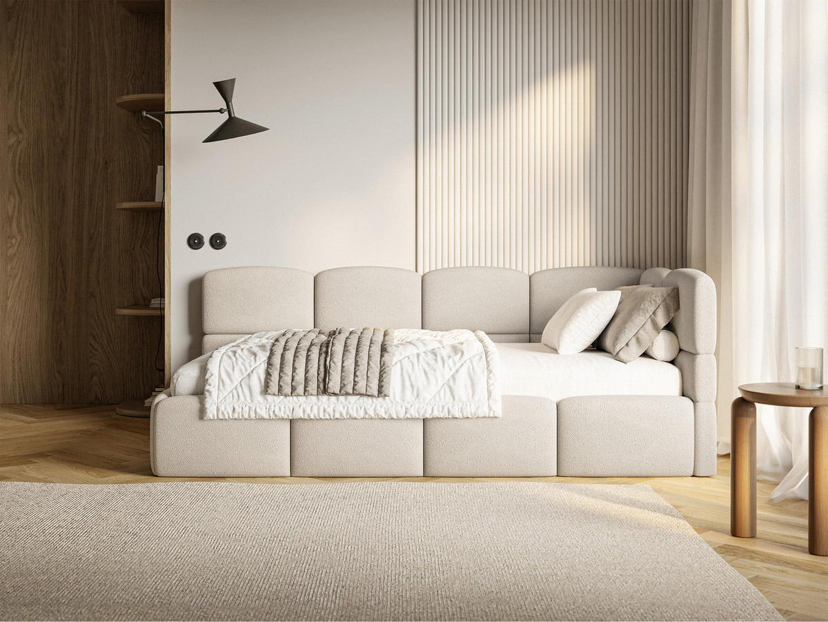 JUGENDBETT Cloudy Creme 120 cm, Chenille - Creme/Schwarz, Kunststoff/Textil (120/200cm) - Selsey