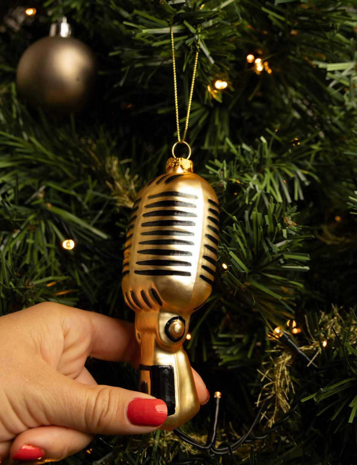 WEIHNACHTSKUGEL Mikrofon 14 cm - Goldfarben, Glas (4/14/1cm)