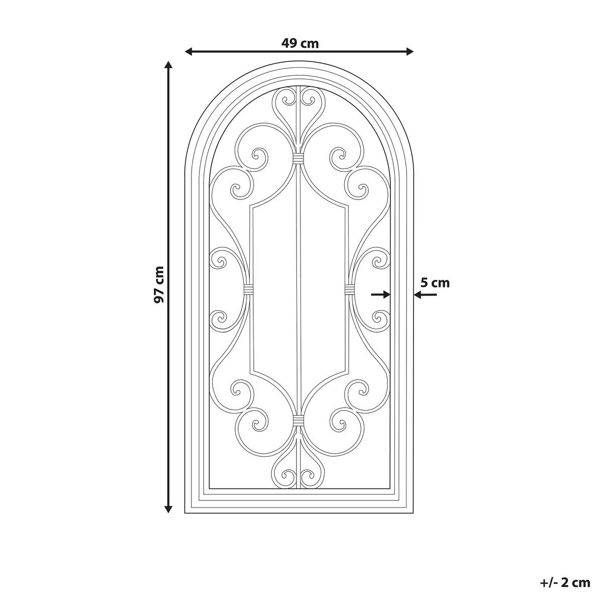 WANDSPIEGEL schwarz Fensteroptik 50/98 cm Campel - Schwarz, Metall (49/97/5cm) - Beliani