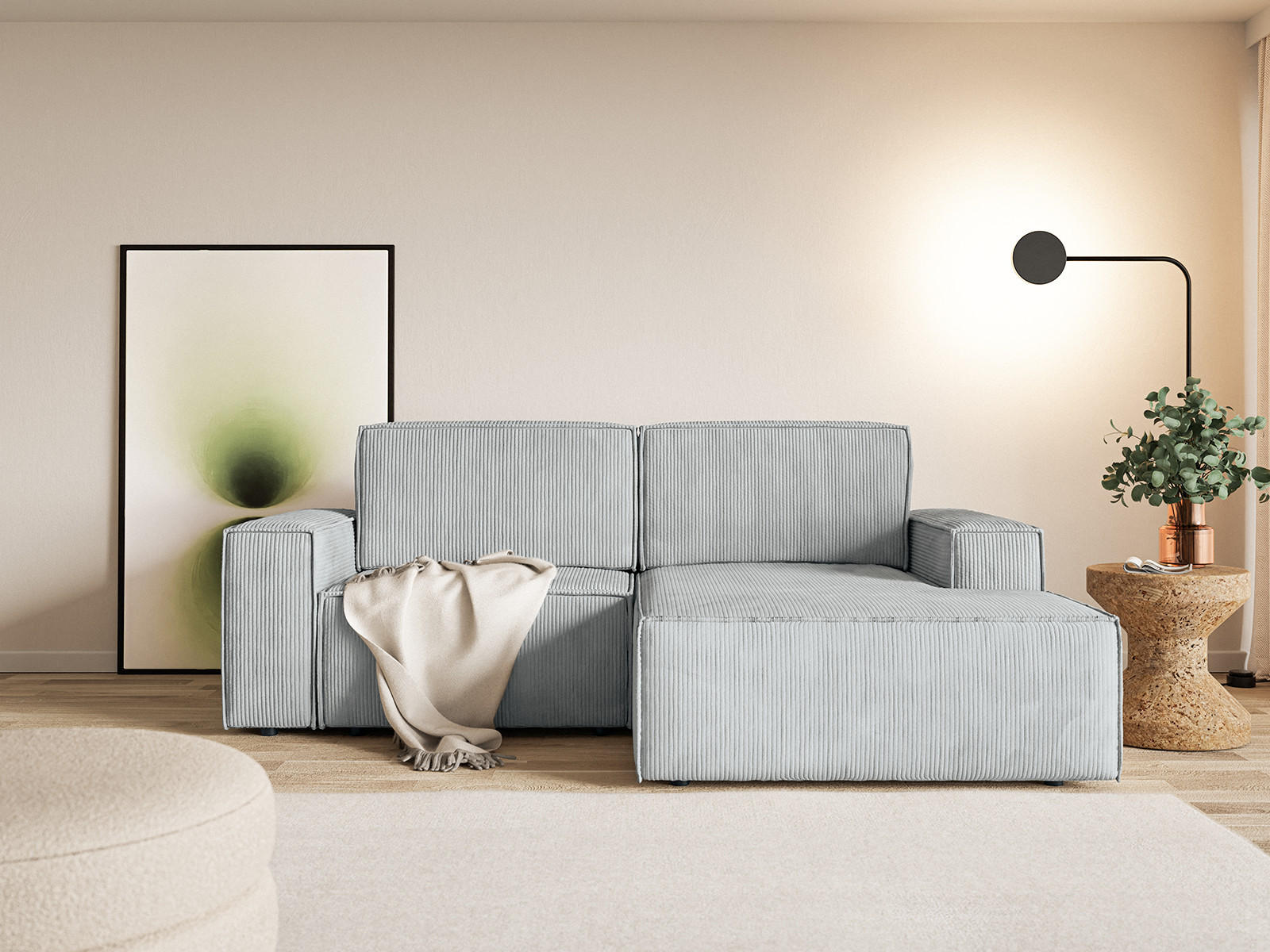 ECKSOFA KOKKO MINI mit Schlaffunktion, Hellgrau - Hellgrau, Textil (240/167cm) - Fedve