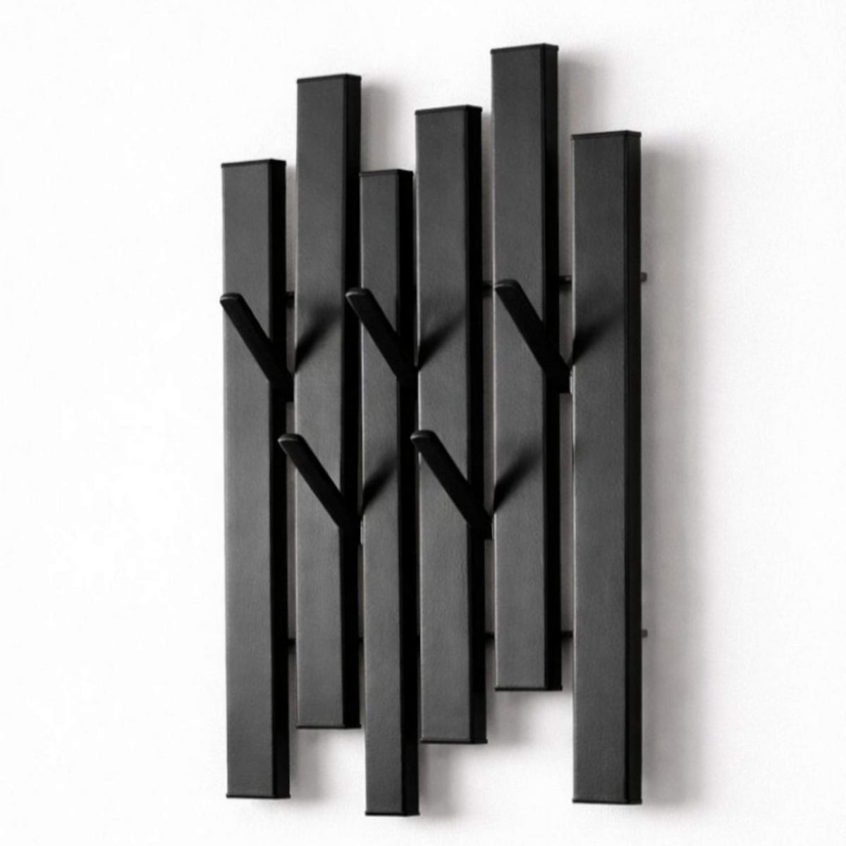 WANDGARDEROBE Schwarz Metall mit 5 Haken - Schwarz, Metall (24/35/5.5cm)