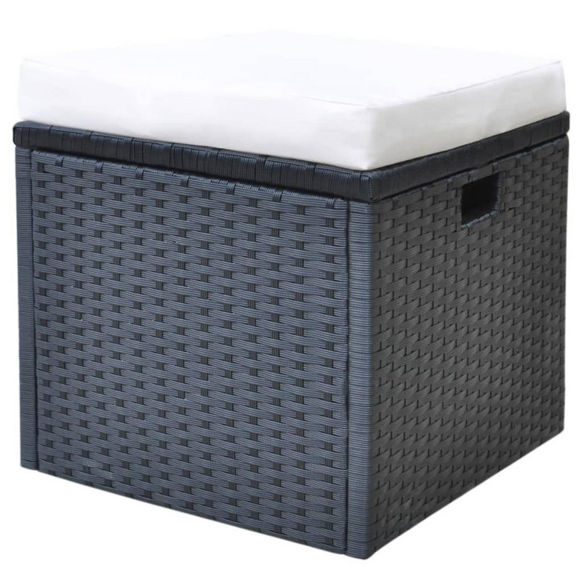 GARTEN-ESSGRUPPE 6-TLG MIT AUFLAGEN POLY RATTAN SCHWARZ - Creme/Schwarz, Naturmaterialien/Textil - vidaXL