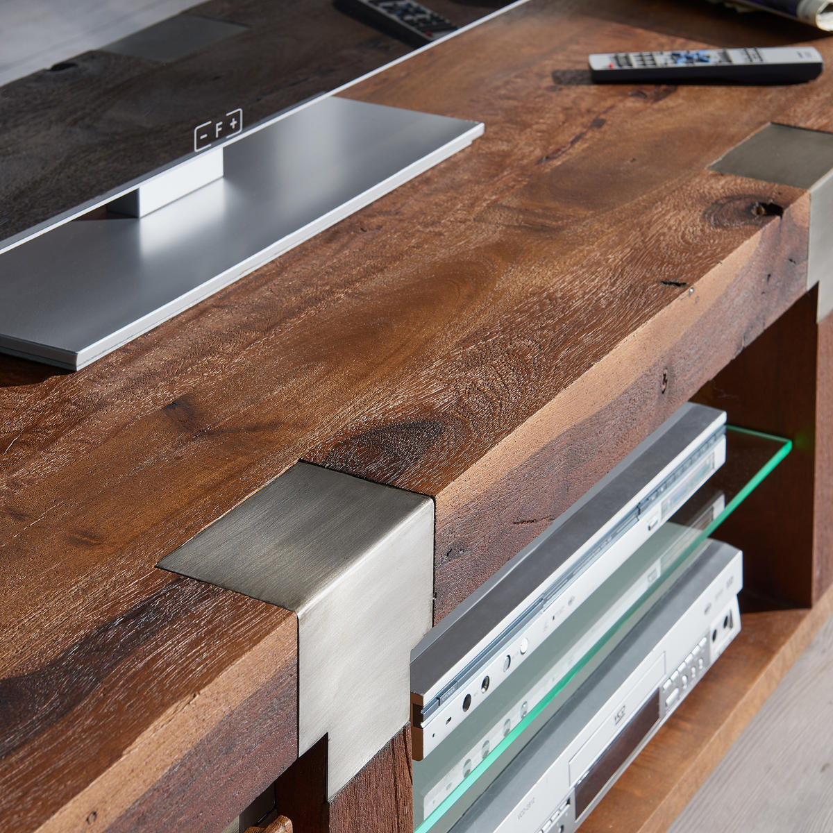 TV-BOARD Mango 240x48x39 braun lackiert Amsterdam #04 - Braun, Holz (240/39/48cm) - Massivmoebel24