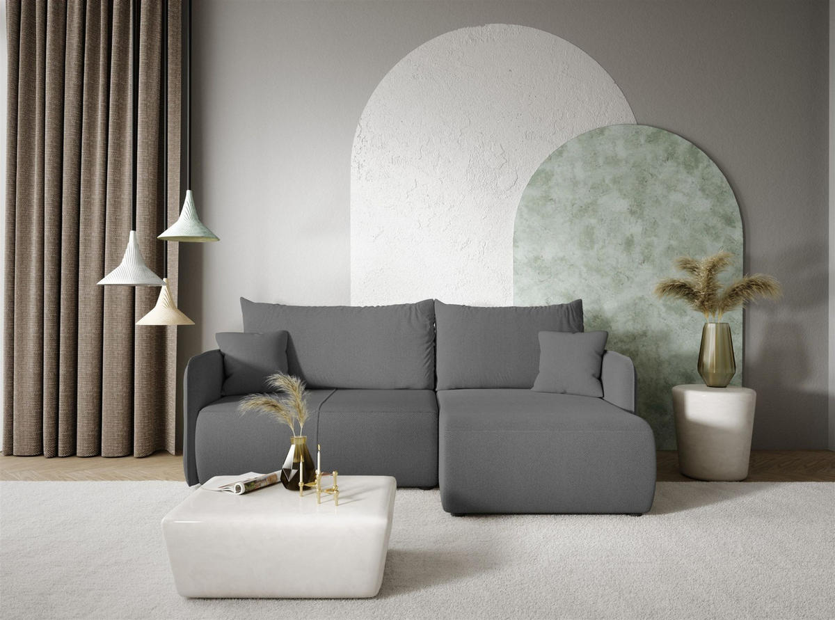 ECKSOFA Calgary - Dunkelgrau, Holzwerkstoff/Textil (207/148cm) - Fun Möbel