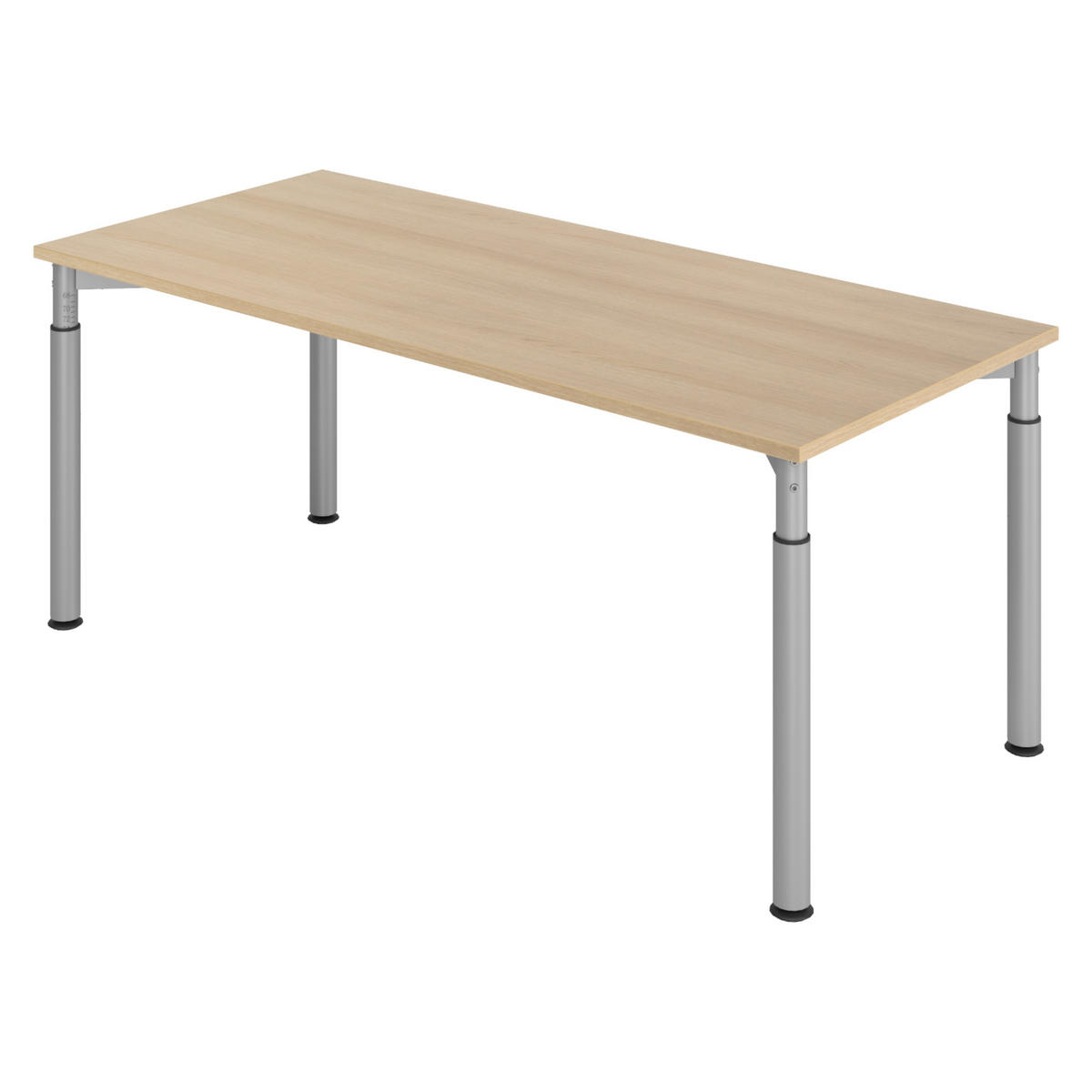 SCHREIBTISCH Serie-Y 80/180/74 cm in Eichefarben/Silberfarben - Eichefarben/Silberfarben, Holzwerkstoff (80/180/74cm) - bümö