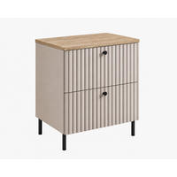 BADEZIMMERSCHRANK: Kaschmir / Platte Helle Eiche / Griffe Schwarz / Beine Schwarz, 60 x 46 x 73,6 cm - Kaschmir/Schwarz, Holzwerkstoff (60/73.6/46cm) - 3XE LIVING