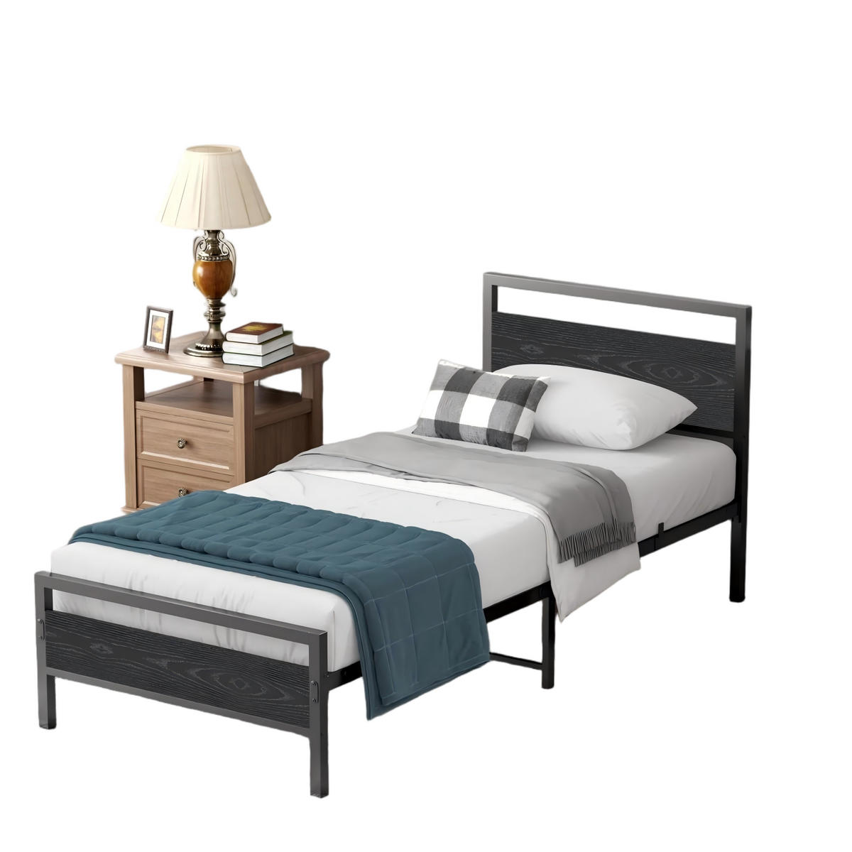 BETT 90/200 cm Schwarz Bettgestell aus Metall im Vintage-Design - Schwarz, Metall (90/200cm) - OKWISH