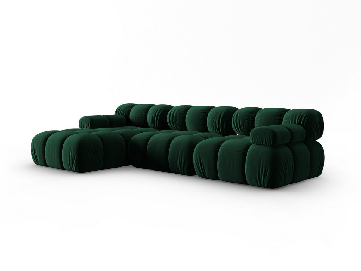 MODULARES-ECKSOFA links Bellis aus Samt flaschengrün 4 Sitzplätze - Grün, Textil (122/285cm) - Micadoni
