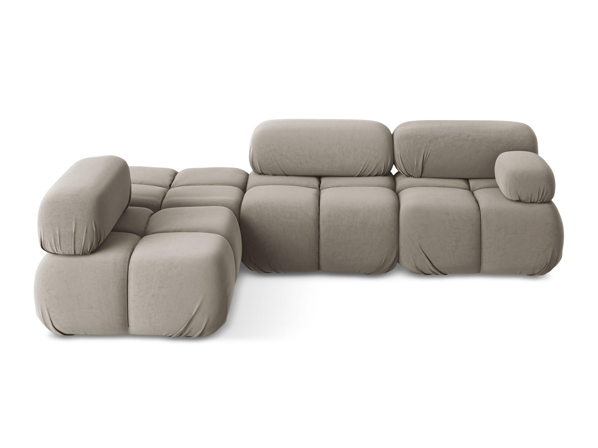 ECKSOFA Links Samt Stoff Grau - Taupe/Lila, Kunststoff/Textil (190/285cm) - Makamii