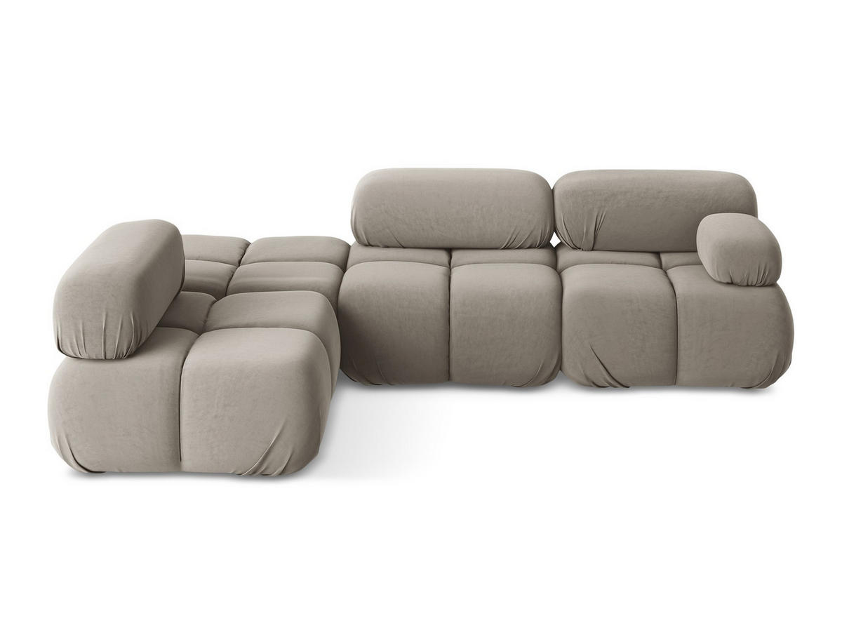 ECKSOFA Links Samt Stoff Grau - Taupe/Lila, Kunststoff/Textil (190/285cm) - Makamii