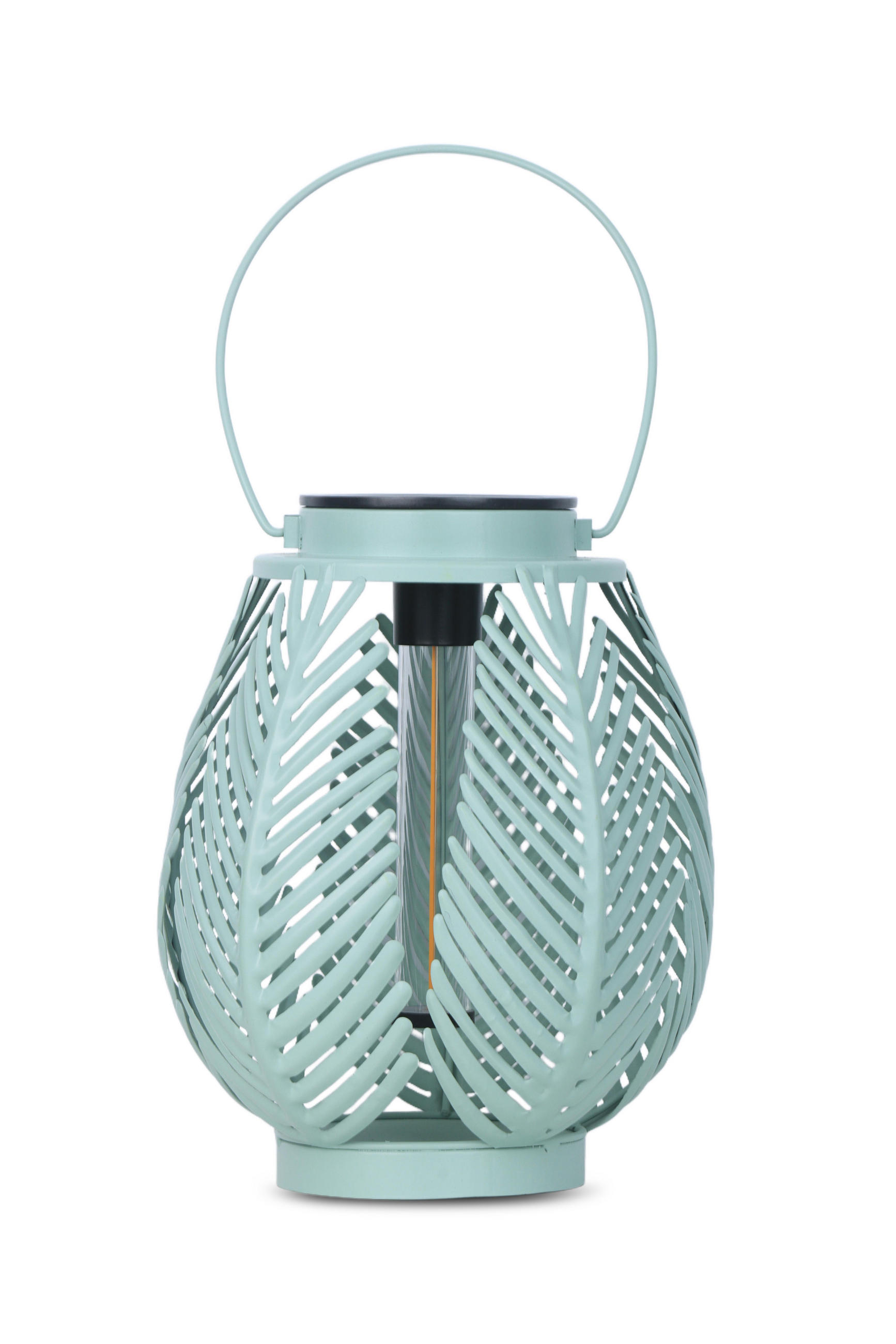 LED-LATERNE Gartenleuchte COB-LED Metall Ø 19 x 22 cm ELBLIGHT Farn-Blätter - Mintgrün, Metall (19/19/22cm) - Northpoint