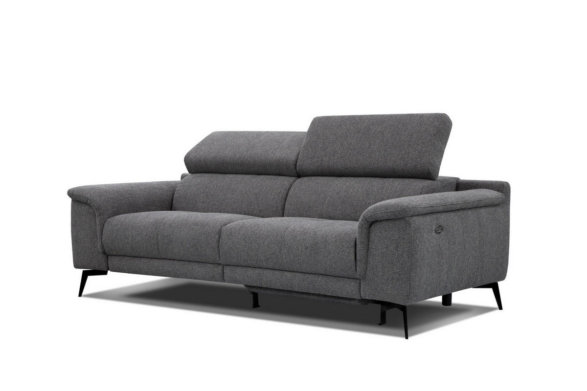 RELAXSOFA FIERO 3-Sitzer mit 1 Relaxfunktion, dunkelgrau - Dunkelgrau/Schwarz, Holzwerkstoff/Textil (212/82/103cm) - Courtois Laville