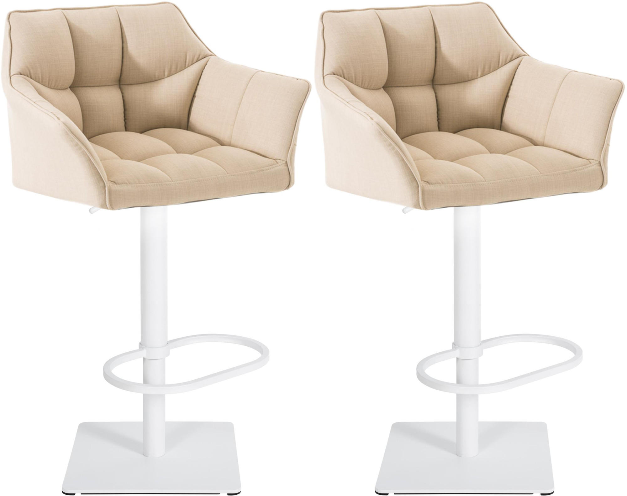 BARHOCKER 2er Set Stoff Creme - Creme/Weiß, Textil/Metall (64/88/45cm) - CLP