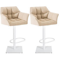 BARHOCKER 2er Set Stoff Creme - Creme/Weiß, Textil/Metall (64/88/45cm) - CLP