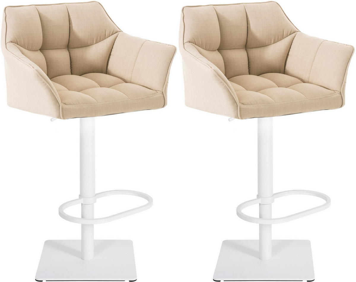 BARHOCKER 2er Set Stoff Creme - Creme/Weiß, Textil/Metall (64/88/45cm) - CLP