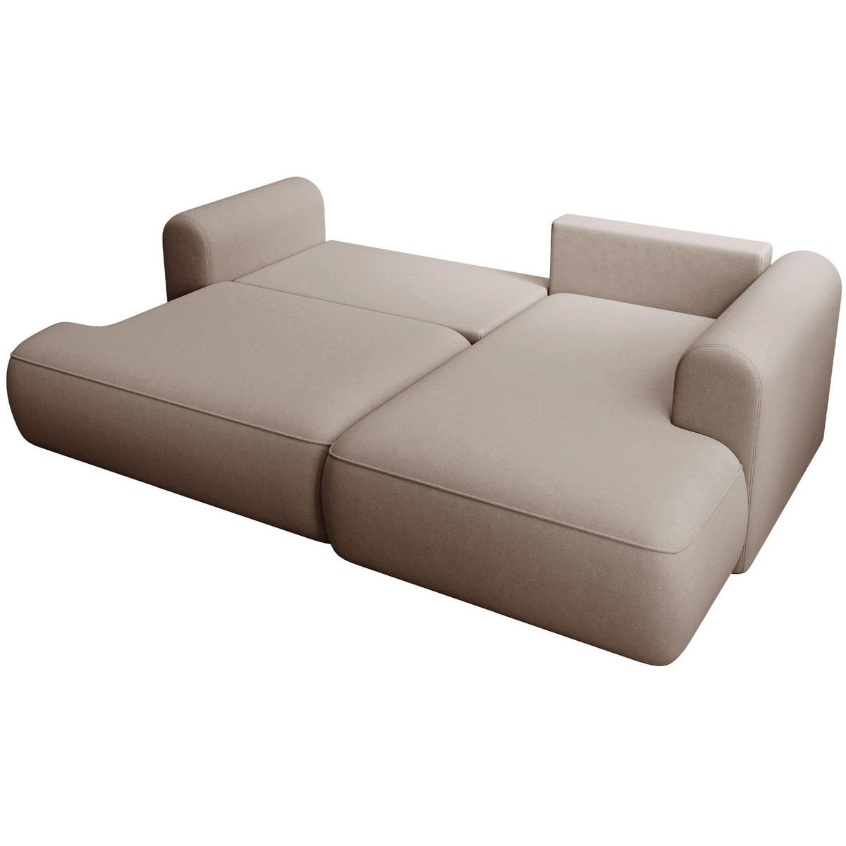ECKSCHLAFSOFA Ovo Mini Beige Easy-Clean-Samtbezug - Beige/Schwarz, Kunststoff/Textil (156/238cm) - Selsey