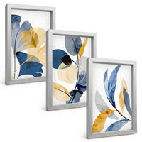 BILDER SET 3er Set - 20x30 cm Silberner Rahmen - Aquarell-Pflanzenmotive - Silberfarben, Kunststoff (20/30cm) - TULUP