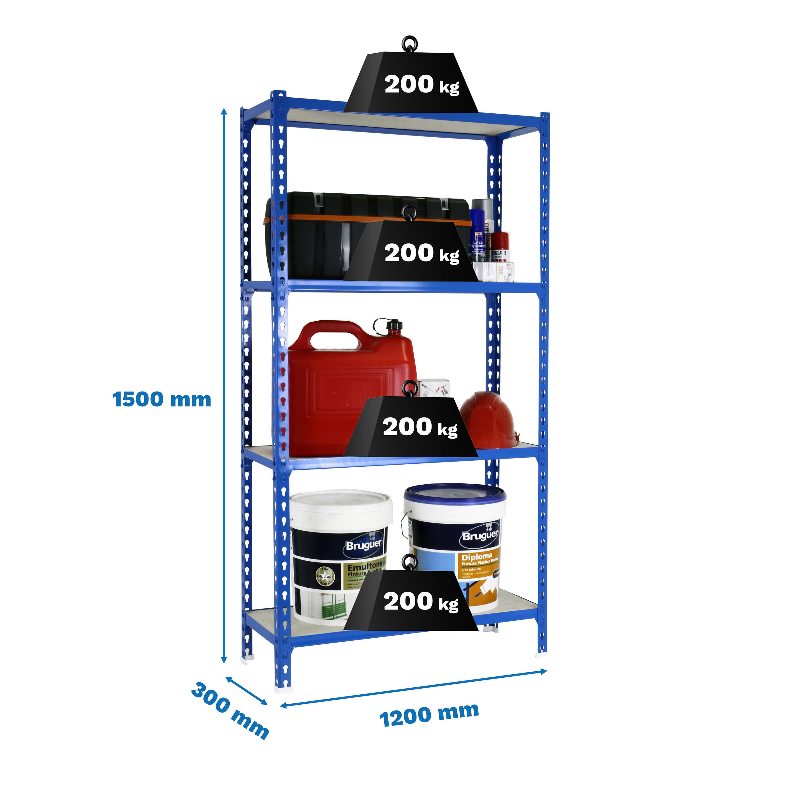 SCHWERLASTREGAL Mid Muli HxBxT 150 x 120 x 30 cm 4 Fachböden Fachlast 200 kg Grau - Grau, Metall (120/150/30cm) - PROREGAL