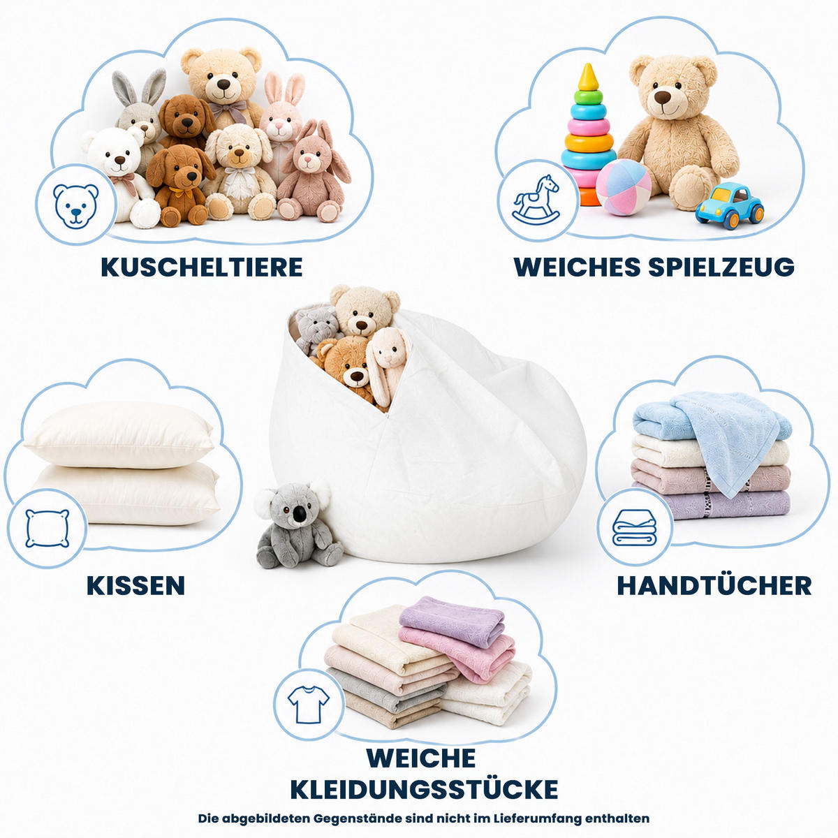 BEZUG Comfii Weiß 60/60/60 cm Vigofil 100 g/m² - Weiß, Textil (92/70cm) - Dreamroots