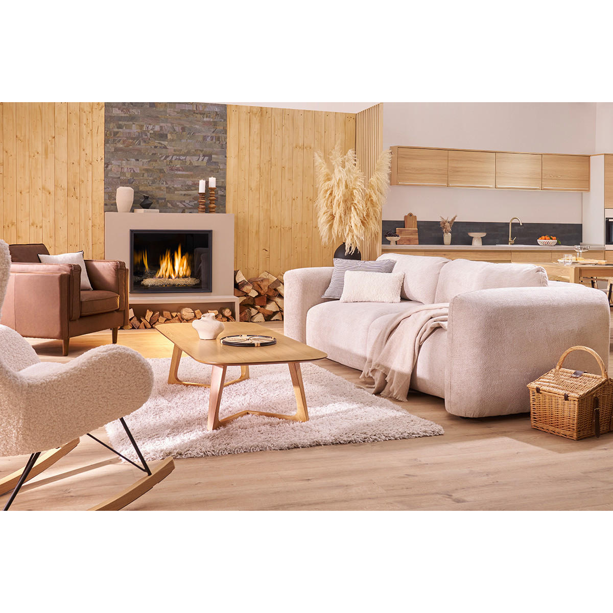 COUCHTISCH Rechteckig Skandinavisch Helles Holz L150 cm JUKE - Naturfarben, Holz (150/68/38cm) - Miliboo