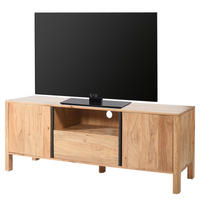 MASSIVES TV-LOWBOARD - Akazie - Schwarz/Akaziefarben, Holz/Metall (165/60/40cm) - home24