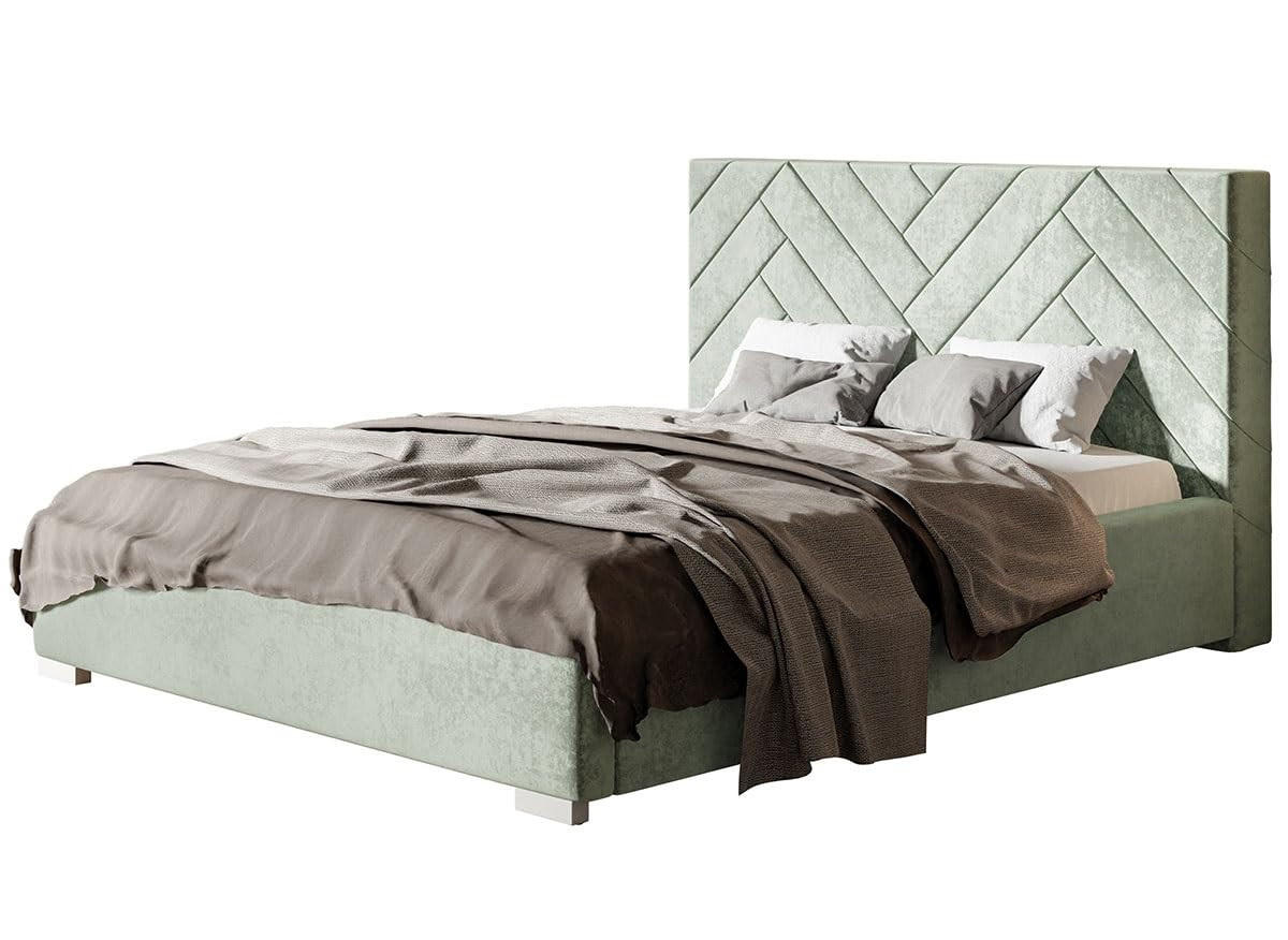 POLSTERBETT Sevilla mit Kopfteil, 160x200 cm, Doppelbett mit Bettkasten und Lattenrost aus Holz, Velourstoff Grau - Grau, Holz/Textil (160/200cm) - Alpi-Möbel