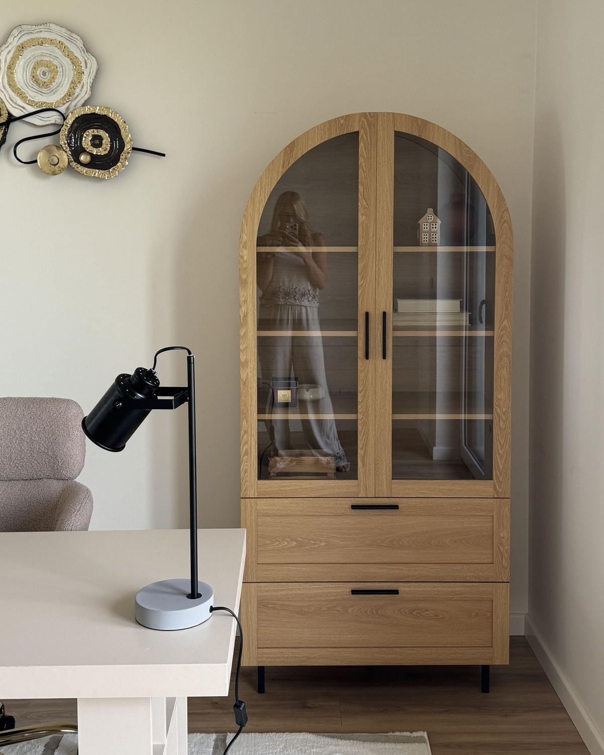 VITRINE mit Glastüren 80 cm Hellbraun Lachine - Hellbraun/Braun, Holzwerkstoff (80/175/40cm) - Beliani