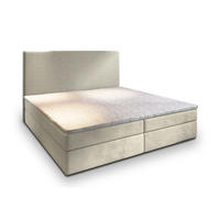 BOXBETT GIARRO 140x200 cm mit Matratze und Topper - Creme - Creme, Holz (140/200cm) - MASSENO