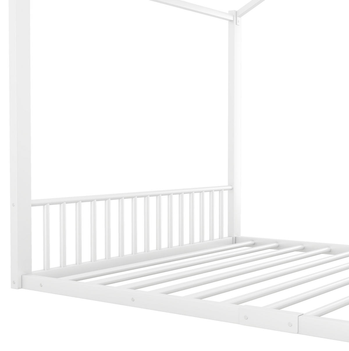 HAUSBETT 140/200 cm aus Metall in Weiß, Hausform, ohne Matratze - Weiß, Metall (140/200cm) - OKMYHOME