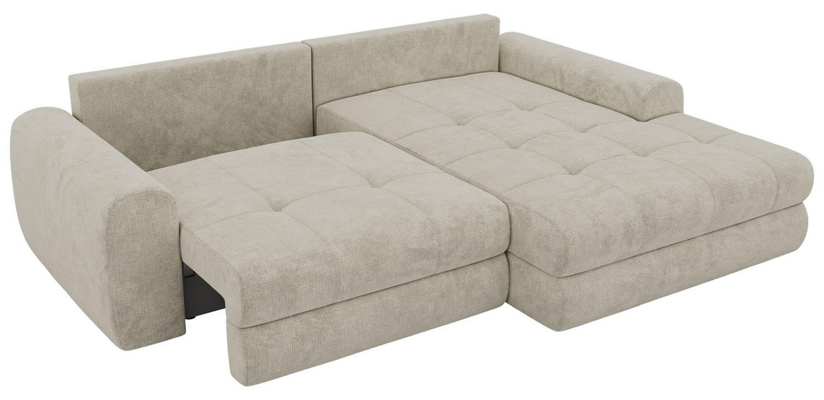 ROHOVÁ SEDAČKA ARELIA L - Krémová Hrubě tkaná žinylka - Vlevo - černá/krémová, textil/plast (292/205cm) - MKS
