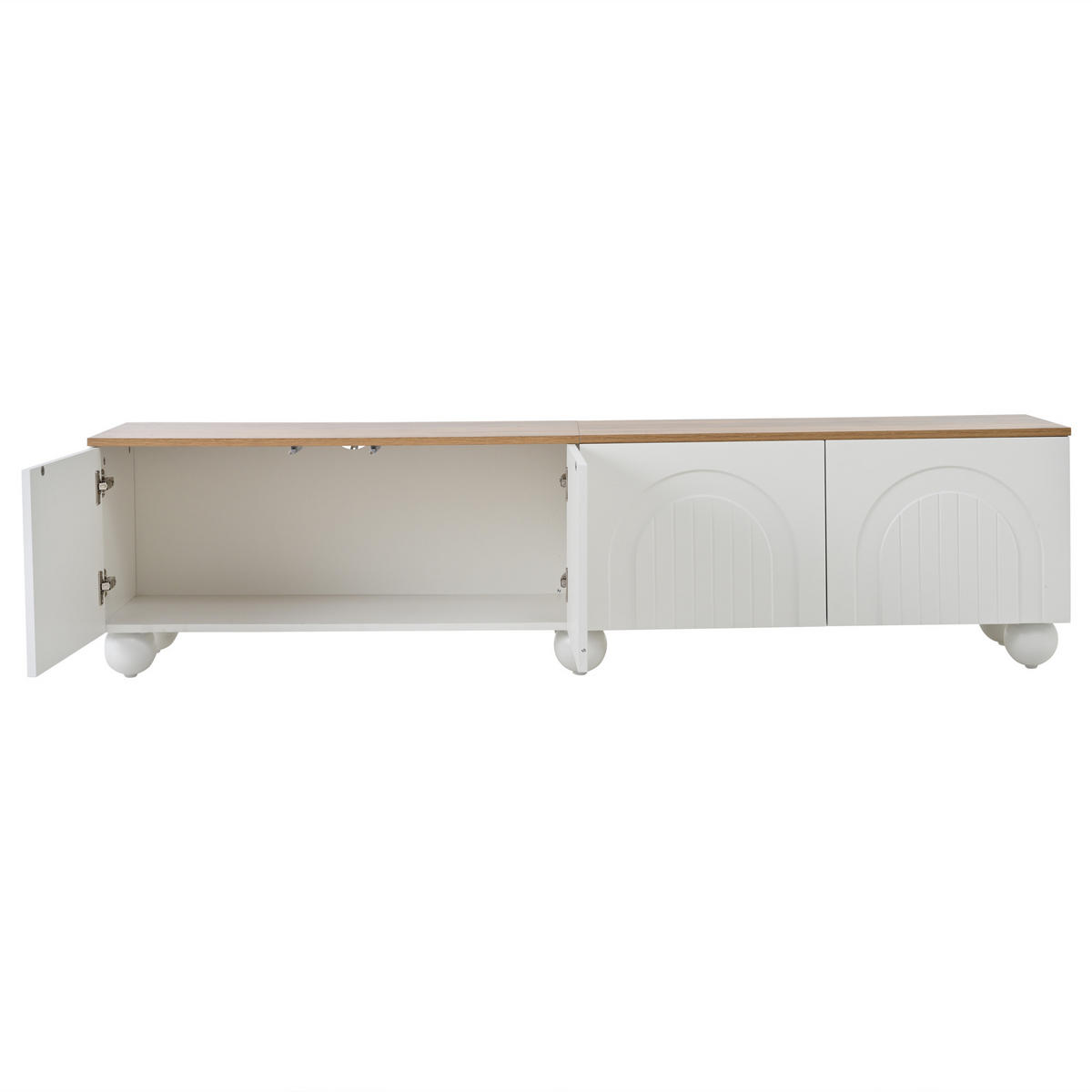 TV-ELEMENT180X40X45CM Weiß-Holzoptik MDF-Lowboard für 80-Zoll-Fernseher - Weiß, Holz (44.5/16.61/85.09cm) - Raelunyi