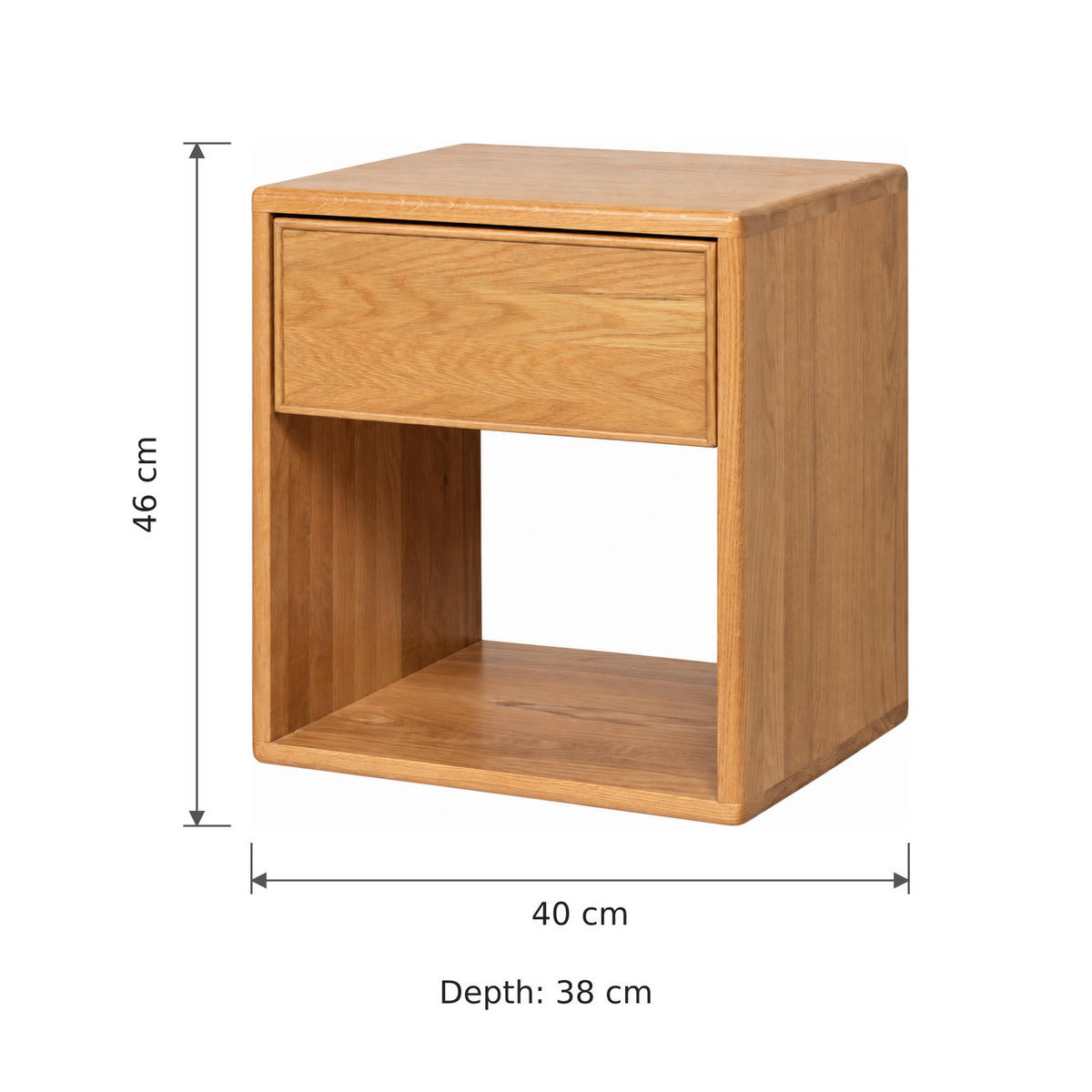 WANDNACHTTISCH Helene aus Eiche mit Schublade – Natur - Beige, Holz (40/46/38cm) - WOODEK